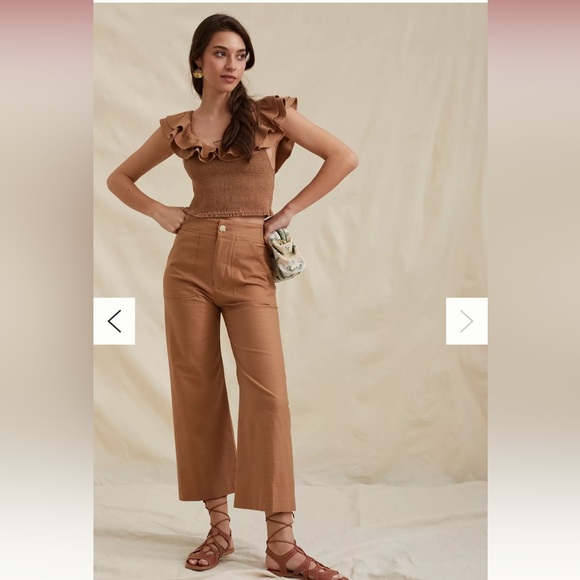 *NWT* Anthropologie Maeve Ruffled Smocked Crop Top - Picture 8 of 10